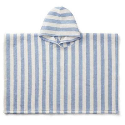 Liewood badponcho Paco 1-2 år, rand sky blue/creme