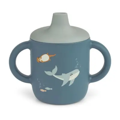 Liewood drickpipsmugg spillfri Neil silikon, arctic sea