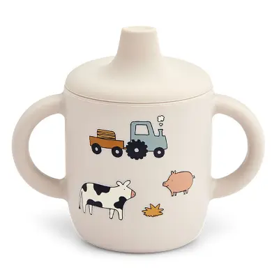 Liewood drickpipsmugg spillfri Neil silikon, bondgård/sand