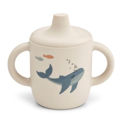 Liewood drickpipsmugg spillfri Neil silikon, havsdjur/sand