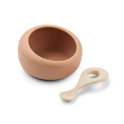 Liewood matskål Sparia med sked i silikon, tuscany rose