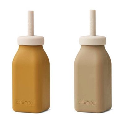 Liewood milkshakeflaska Erika 2-pack, golden caramel oat mix