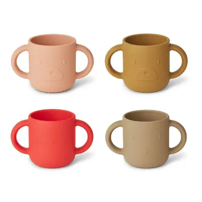Liewood mugg Gene i silikon 4-pack, red/tuscany rose