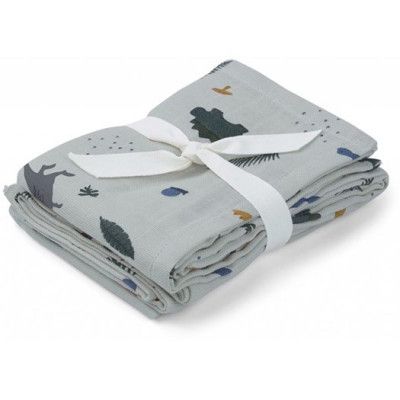 Liewood muslinfilt Hannah 2-pack, dino dove blue