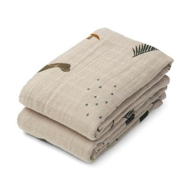 Liewood muslinfilt Lewis 2-pack, dino dark sandy mix