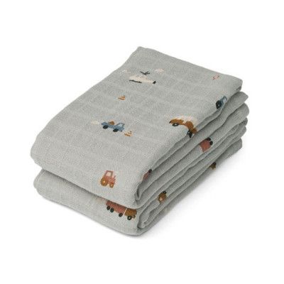 Liewood muslinfilt Lewis 2-pack, vehicles/dove blue