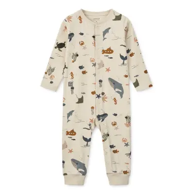 Liewood pyjamas Birk stl 62, havsdjur/sand