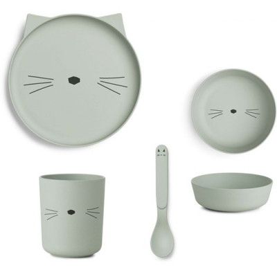 Liewood servis Bamboo box set, cat dusty mint