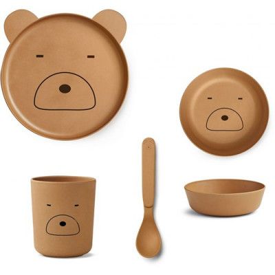 Liewood servis Bamboo box set, Mr Bear mustard