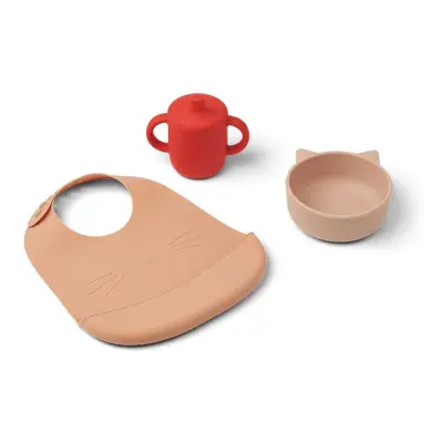 Liewood servis Connor silikon 3 delar, cat apple red multi