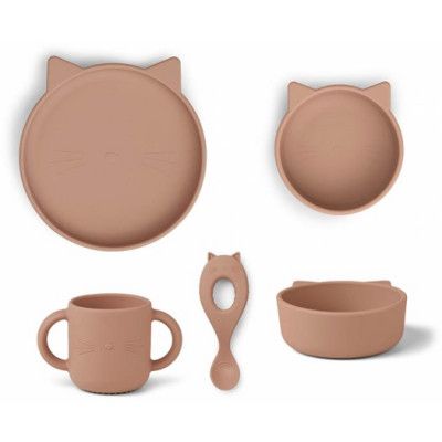 Liewood servis Vivi silikon 4 delar, cat dark rose