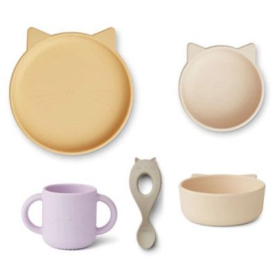 Liewood servis Vivi silikon 4 delar, cat/jojoba