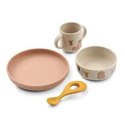 Liewood servis Vivi silikon 4 delar, cats and dogs
