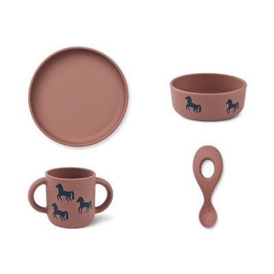 Liewood servis Vivi silikon 4 delar, horses/dark rosetta