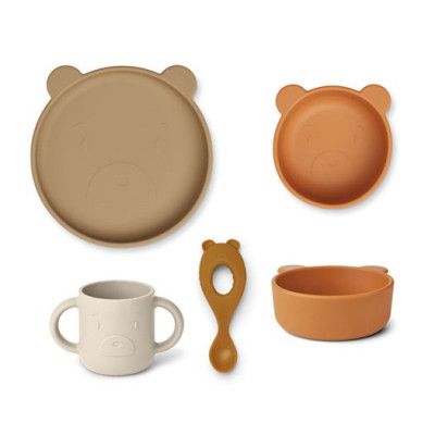 Liewood servis Vivi silikon 4 delar, Mr bear/oat
