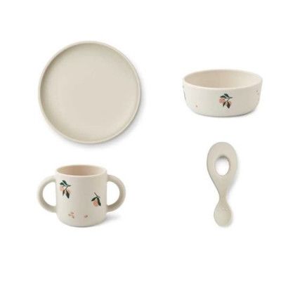 Liewood servis Vivi silikon 4 delar, peach/sea shell mix