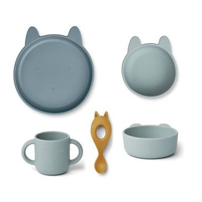 Liewood servis Vivi silikon 4 delar, rabbit blue multi