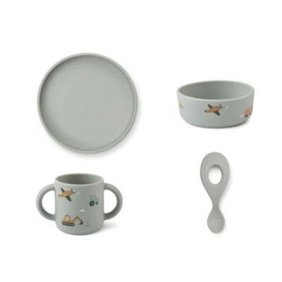 Liewood servis Vivi silikon 4 delar, vehicles/dove blue mix
