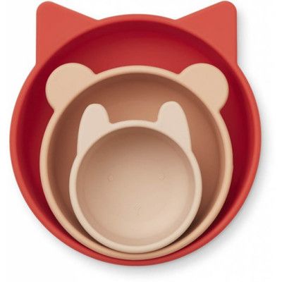 Liewood silikonskål Eddie 3-pack, apple red/rose multi mix