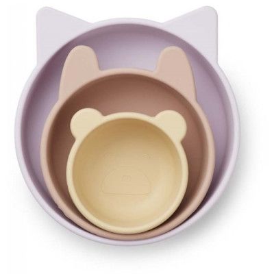 Liewood silikonskål Eddie 3-pack, light lavender multi mix