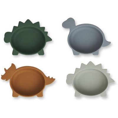 Liewood silikonskål Iggy 4-pack, dino blue multi mix