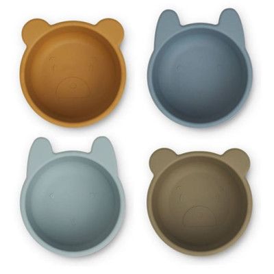 Liewood silikonskål Malene 4-pack, golden caramel/blue