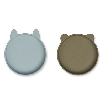 Liewood silikontallrik Olivia 2-pack, blue fog/khaki mix