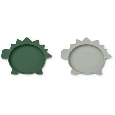 Liewood silikontallrik Olivia 2-pack, dino garden green/dove