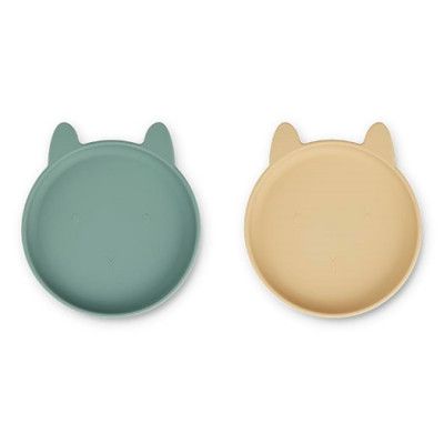 Liewood silikontallrik Olivia 2-pack, rabbit peppermint/wheat