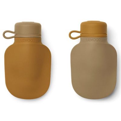 Liewood smoothieflaska Silvia 2-pack, golden caramel/oat