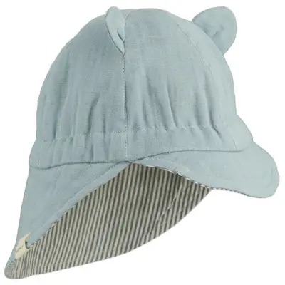 Liewood solhatt Cosmo vändbar stl 6-9 mån, sea blue, 6-9 mån