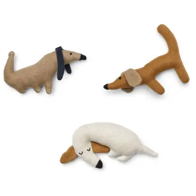 Liewood stickade djur Carson 3-pack, dog multi mix
