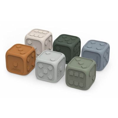 Liewood tärning Gloria naturgummi 6-pack, blue multi mix