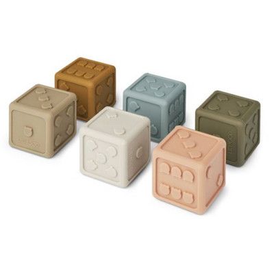 Liewood tärning Gloria naturgummi 6-pack, khaki multi mix