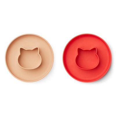 Liewood tallrik Gordon 2-pack, cat apple red/tuscany rose