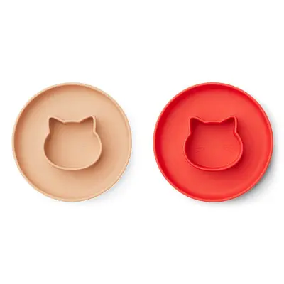 Liewood tallrik Gordon 2-pack, cat apple red/tuscany rose