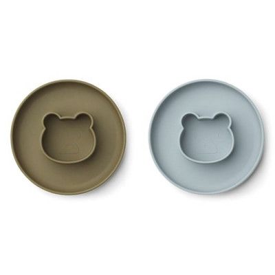 Liewood tallrik Gordon 2-pack, mr bear blue fog/khaki mix