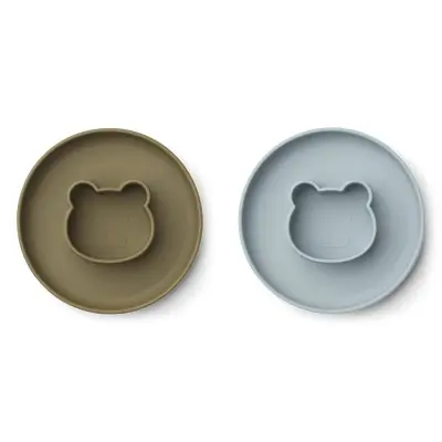 Liewood tallrik Gordon 2-pack, mr bear blue fog/khaki mix