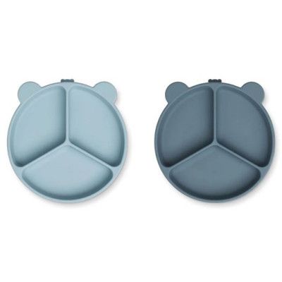 Liewood tallrik Stacy 2-pack, sea blue/whale blue mix