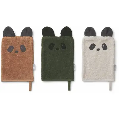 Liewood tvättlappar Sylvester 3-pack, panda mix