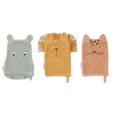 Liewood tvättlappar Sylvester 3-pack, safari mix