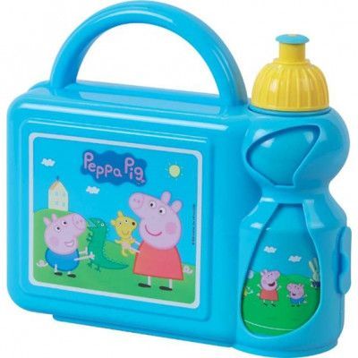 Greta Gris - Greta Gris Lunchbox Med Vattenflaska