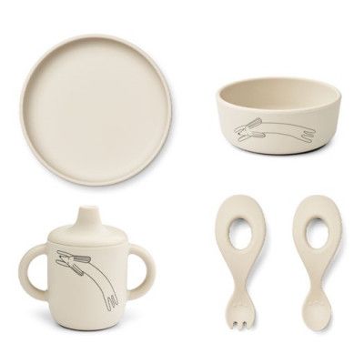 Liewood barnservis Ryle silikon 5 delar, hund/sand