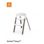 Stokke Steps matstol, vit/bok hazy grey