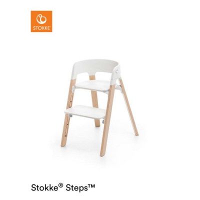 Stokke Steps matstol, vit/bok natur