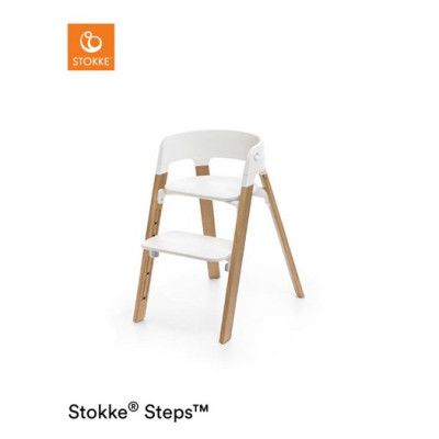 Stokke Steps matstol, vit/ek natur