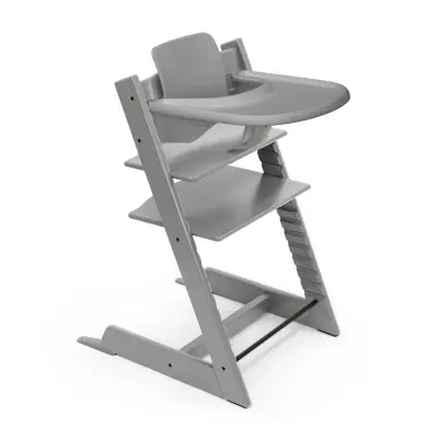 Stokke Tripp Trapp matstolspaket med babyset + bricka, storm grey