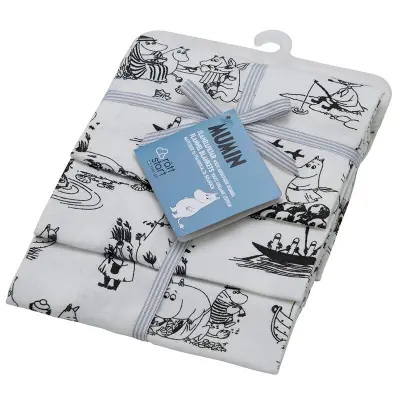 Rätt Start flanellfilt Mumin 3-pack, svart/vit