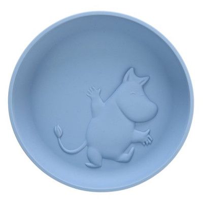 Rätt Start tallrik i silikon med sugkopp, Mumin blå