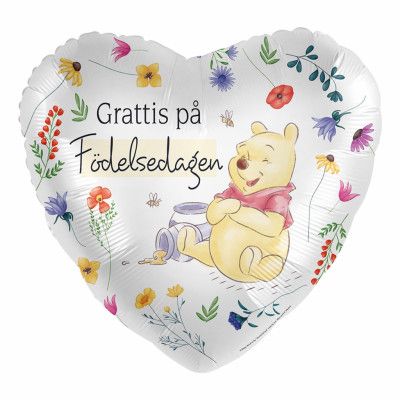 Folieballong Disney Hjärtlig Födelsedag från Nalle Puh